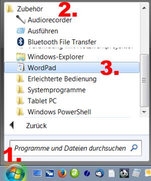 Briefe schreiben am PC mit Wordpad